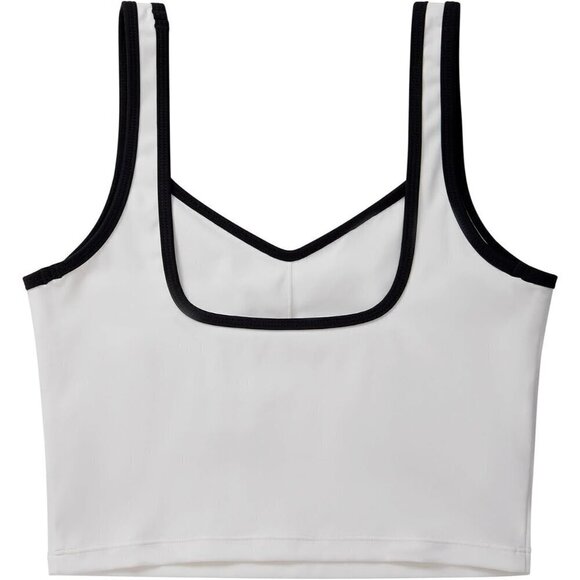 Women White Sweetheart Neckline Longline Bra Padded Basic Workout Crop top - Picture 5 of 6